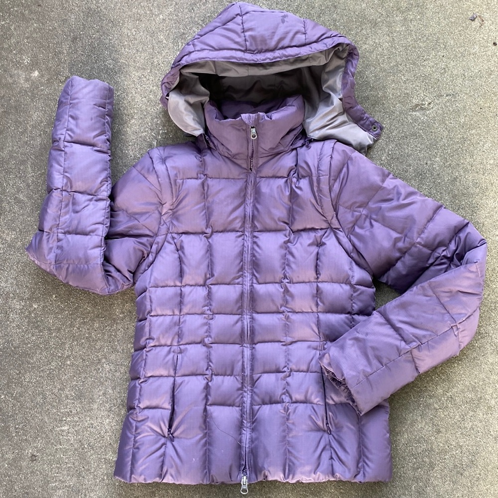 Down Jacket Zips to Vest Wms S Lilac colored